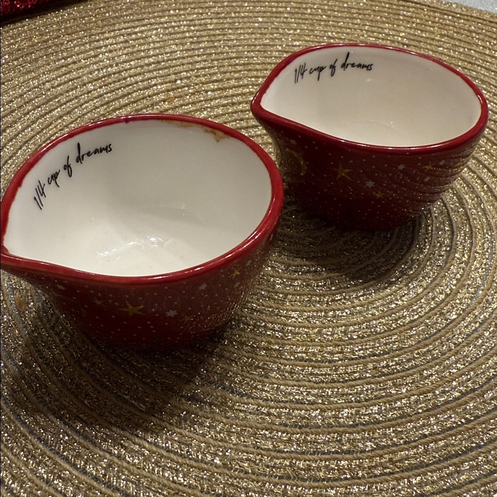 Set of 2 Red Ceramic Measuring Cups